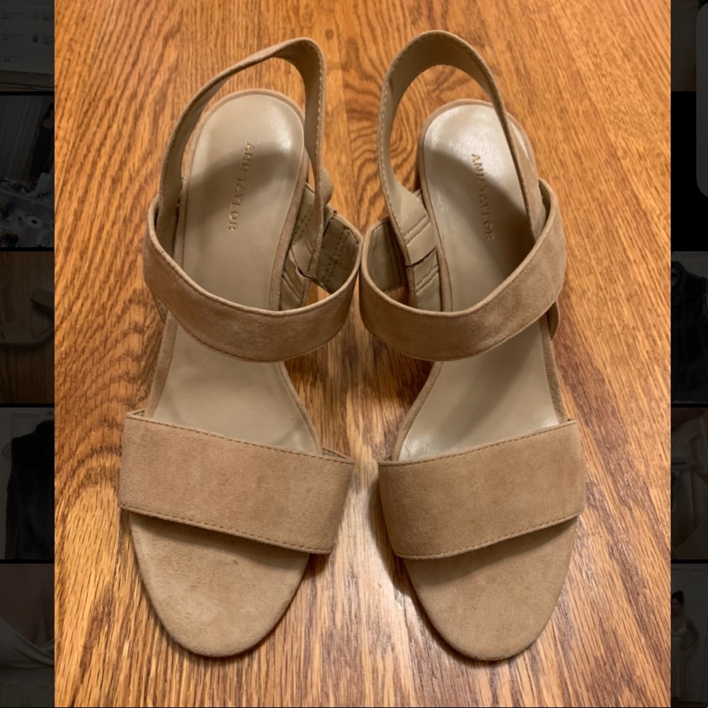 Ann Taylor Suede block heel sandals